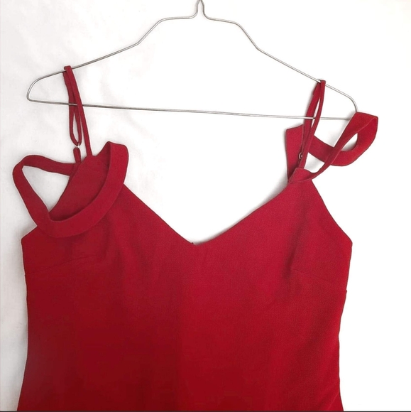 WAYF Luna off Shoulder Dress- Red - Picture 5 of 7